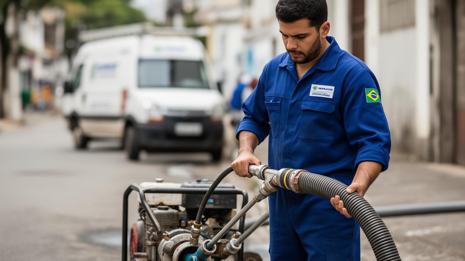 Desentupidora em Bertioga - profissional realizando desentupimento