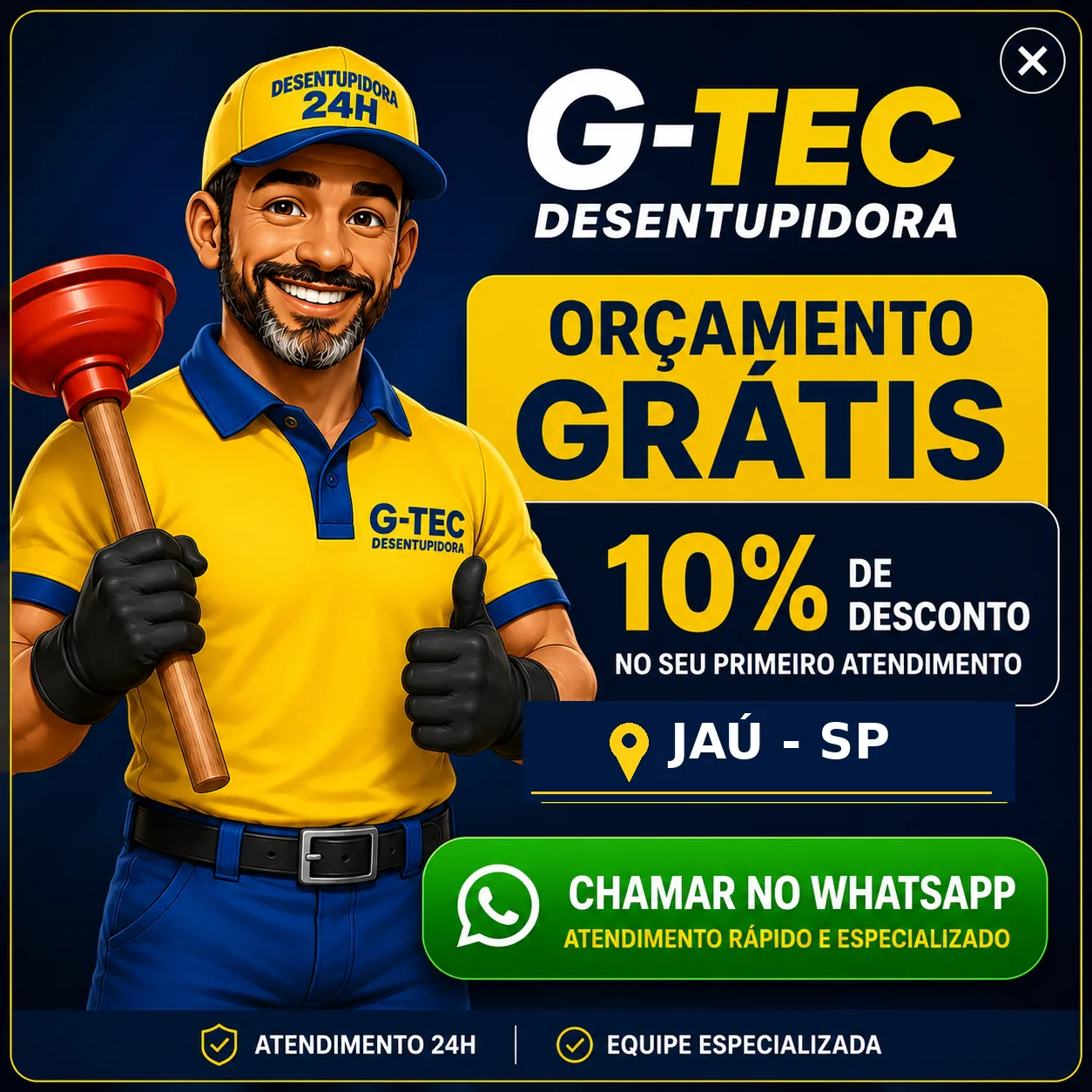 G-TEC Desentupidora - orçamento grátis e 10% de desconto em Jaú